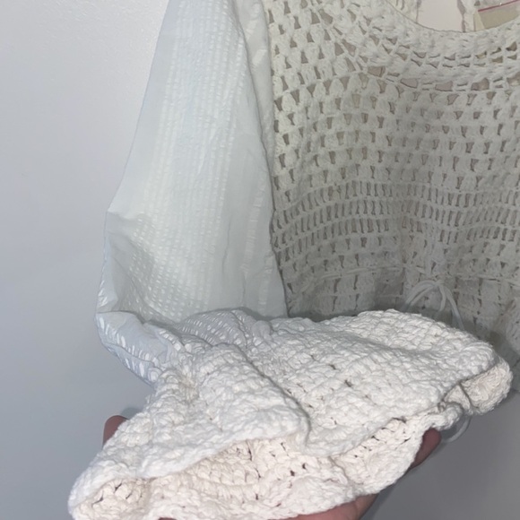 NEW Free People Megan Crochet Open Back Cotton Boho Top - Picture 8 of 11